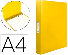 Pasta 4 Argolas 25 mm Mistos Polipropileno Din A4 Amarelo Fluor Opaco