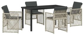 Conjunto de Jantar para Jardim vidaXL 5 Peças com Almofadas Cinza-Clar