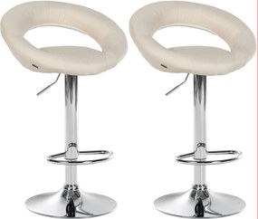 Conjunto de 2 bancos de bar Olinda em tecido e com estrutura cromada 52 x 77-97 x 47 cm Creme