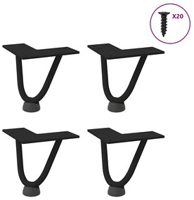 vidaXL Pernas de grampo para mesa de centro 4 peças pretas 10 cm aço maciço