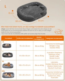 Cama para cães 91 x 68 x 18 cm cinzento claro