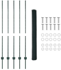 Postes de Cerca vidaXL 5 pcs Canal em U Verde 140 cm Aço