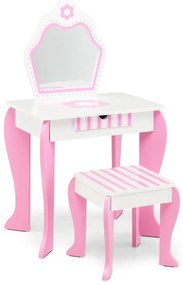 Penteadeira de princesa 2 em 1 com espelho - rosa