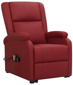 Poltrona massagens elevatória couro artificial vermelho tinto