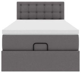 Cama otomana com colchão 100x200 cm couro artificial cinzento