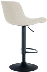 Banco de bar Tover em tecido e com estrutura preta 48 x 81-105 x 54 cm Creme