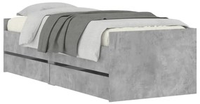 Estrutura de cama com gavetas 100x200 cm cinzento-cimento
