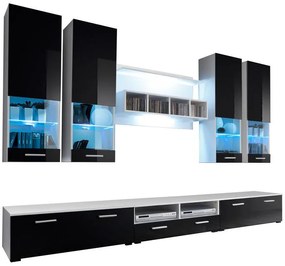 Conjunto de Móveis de Sala Beiral do Lima – 3 m – Branco e Preto com L