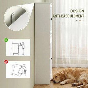Móvel de casa de banho 60 x 30 x 160 cm, móvel de arrumação com gaveta e 4 portas, estilo moderno, branco