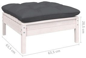 5 pcs conjunto lounge de jardim c/ almofadões pinho branco