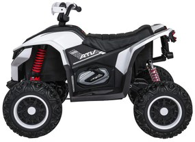Moto 4 elétrica para crianças 12V 4x4 Fast Wheel, Controle remoto, Rodas Espuma EVA, assento couro ecológico Branca