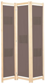 Divisória de quarto com 3 painéis 120x170x4 cm tecido castanho