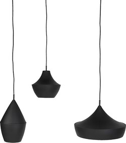 Conjunto de 3 Pendentes Inteligentes Preto com Dourado incl. Wifi A60 - Depeche