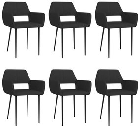 vidaXL Cadeiras de jantar 6 pcs tecido preto