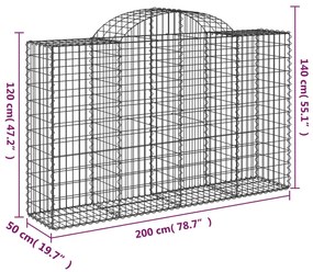 Cestos gabião arqueados 11pcs 200x50x120/140 ferro galvanizado