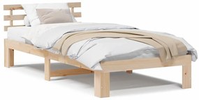 Estrutura de Cama de Madeira de Pinho Natural Madeira 75 x 190 cm