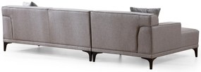 Sofá de Canto Petra – Cinzento Claro – 145 x 250 cm
