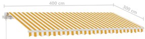 Toldo retrátil manual independente 400x300 cm amarelo e branco