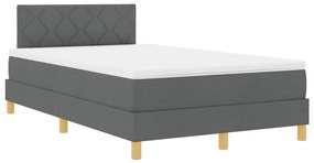 Cama Box com Colchão &amp; LED Cinza Escuro 120x190 cm Tecido