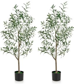 Pacote com 2 arbustos de cedro artificial em forma de lágrima de 90 cm, verde-escuro