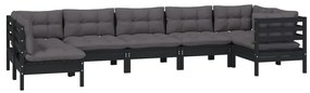 7 pcs conjunto lounge de jardim c/ almofadões pinho maciço