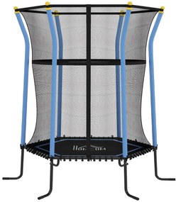 HOMCOM Trampolim para Crianças Cama Elástica Infantil com Rede de Segurança para Interiores e Exteriores Carga 50 kg Ø163,5x190 cm Azul