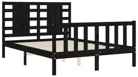 Estrutura de cama com cabeceira 140x190 cm madeira maciça preto