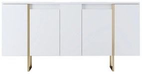 Aparador "Madrid" com 4 Portas - Branco e Dourado - 160x80x35 cm - Des