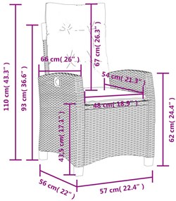 4 pcs conjunto de jantar p/ jardim c/ almofadões vime PE bege