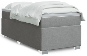 vidaXL Cama com molas/colchão 90x200 cm tecido cinza-claro