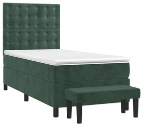 Cama com molas/colchão 80x200 cm veludo verde-escuro