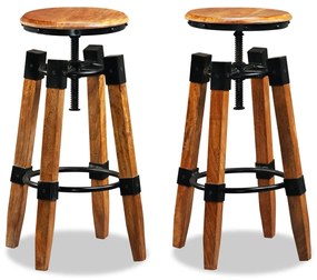 Bancos de bar 2 pcs madeira de mangueira maciça