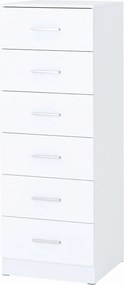 Cómoda de 6 Gavetas Alta para Quarto com Sistema Antitombo 40x40x110 cm Cinzento Claro e Branco