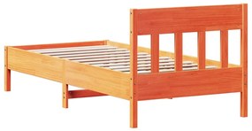 Estrutura cama c/ cabeceira 90x190 cm pinho maciço castanho-mel