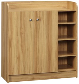 HOMCOM Sapateira Entrada Móvel para Sapatos com 4 Compartimentos Abertos e Armário de Duas Portas Prateleira Ajustável | Aosom Portugal