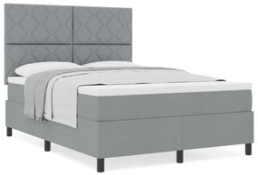 Cama Box Spring com Colchão Cinza Claro 160x200 cm Tecido