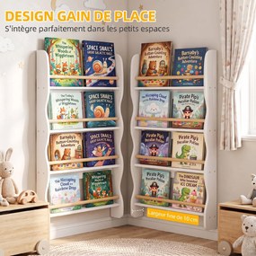 Estante para Livros Infantis, 60 x 10 x 98 cm, 4 Níveis de Arrumação, Branco