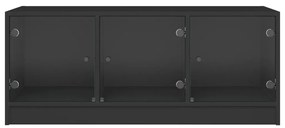 Mesa de centro c/ portas de vidro 102x50x42 cm preto