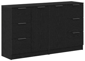 Buffets 2 pcs Madeira de Carvalho Preto 60x30x70 cm Madeira engenheira