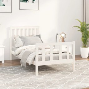 Estrutura de cama com cabeceira 100x200cm pinho maciço branco