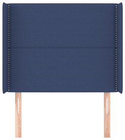 Cabeceira de cama c/ abas tecido 103x16x118/128 cm azul