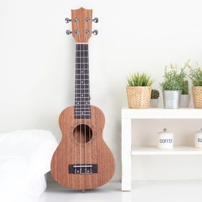 Ukelele 21 Polegada Ukelele Soprano de Iniciação para Iniciantes Ukelele Concerto Hawaiian Cordas Aquila Nylon Material Madeira 53x17.5x6.2cm