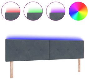 Cabeceira LED Estofada Cinza Escura 180 cm Veludo