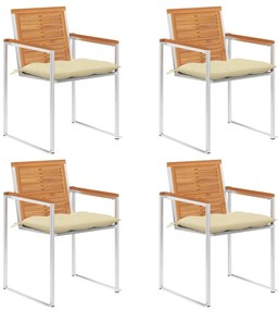 vidaXL Cadeiras de jardim c/ almofadões 4 pcs madeira de acácia maciça