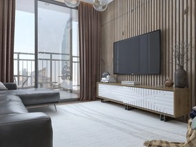 Móvel TV Askal – Carvalho e Branco – 180x47,4x35 cm