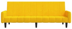 Sofá-cama de 2 lugares veludo amarelo