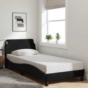 Estrutura cama c/ cabeceira sem colchão tecido 90x190 cm preto