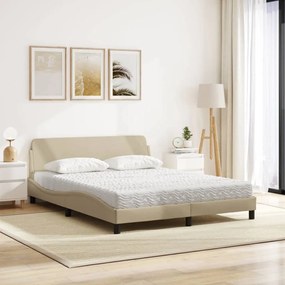Cama com colchão 160x200 cm tecido cor creme