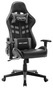 vidaXL Cadeira de gaming couro artificial preto e cinzento
