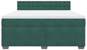 Cama com molas/colchão 180x200 cm veludo verde-escuro